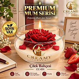 Creamy Candle çilek bahçesi  Premium Dekoratif Kokulu Mum