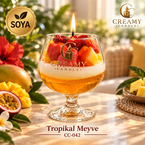Creamy Candle tropical meyve  Premium Dekoratif Kokulu Mum