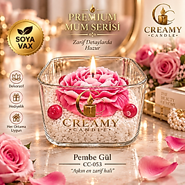 Creamy Candle pembe gül  Premium Dekoratif Kokulu Mum