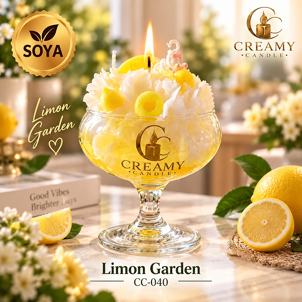 Creamy Candle limon garden   Premium Dekoratif Kokulu Mum