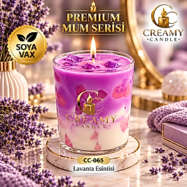 Creamy Candle  lavanta esintisi Premium Dekoratif Kokulu Mum