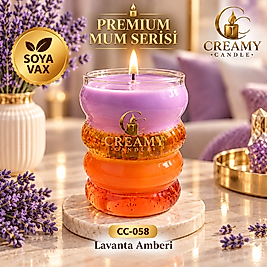 Creamy Candle lavanta amberi Premium Dekoratif Kokulu Mum