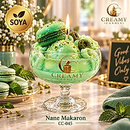 Creamy Candle nane macaron Premium Dekoratif Kokulu Mum