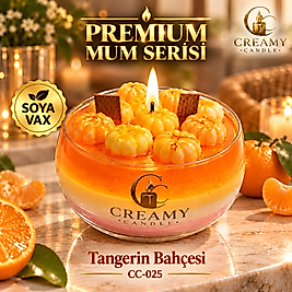 Creamy Candle tangerin bahçesi   Premium Dekoratif Kokulu Mum