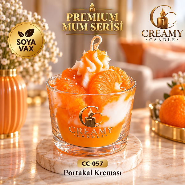 Creamy Candle portakal kreması Premium Dekoratif Kokulu Mum