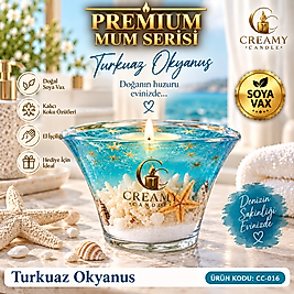 Creamy Candle  Turkuaz Okyanus Premium Dekoratif Kokulu Mum
