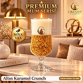 Creamy Altın Karamel Crunch   Premium Dekoratif Kokulu Mum
