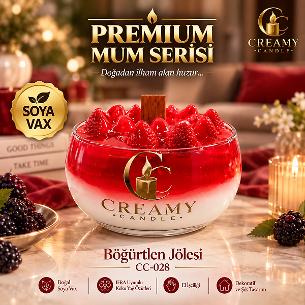 Creamy Candle böğürtlen jölesi   Premium Dekoratif Kokulu Mum