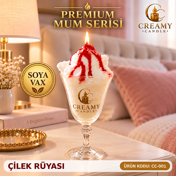 Creamy Candle çilek rüyası  Premium Dekoratif Kokulu Mum
