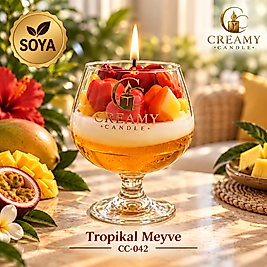 Creamy Candle tropical meyve  Premium Dekoratif Kokulu Mum