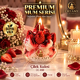 Creamy Candle çilek kulesi  Premium Dekoratif Kokulu Mum