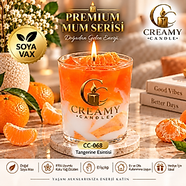 Creamy Candle  tangerine esintisi  Premium Dekoratif Kokulu Mum