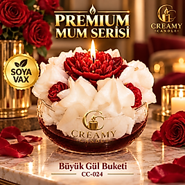 Creamy Candle büyük gül bahçesi  Premium Dekoratif Kokulu Mum