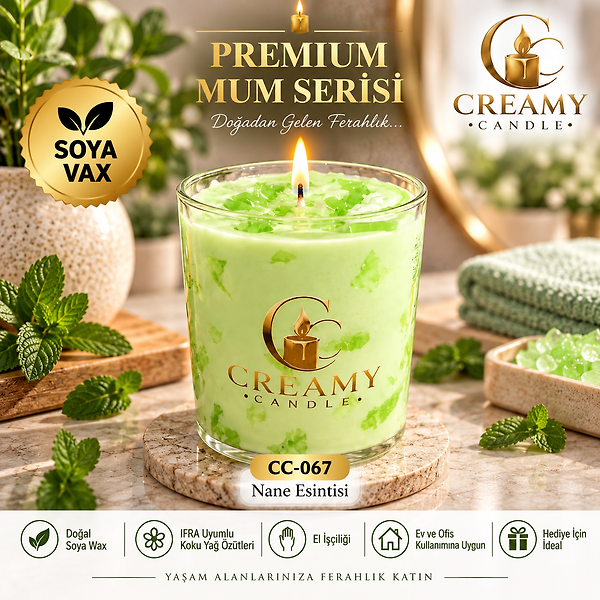 Creamy Candle nane esintisi  Premium Dekoratif Kokulu Mum