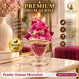 Creamy Candle  Pembe Orman Meyveleri Premium Dekoratif Kokulu Mum