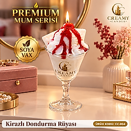 Creamy Candle kirazlı dondurma rüyası Premium Dekoratif Kokulu Mum
