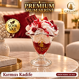 Creamy Candle kırmızı kadife  Premium Dekoratif Kokulu Mum